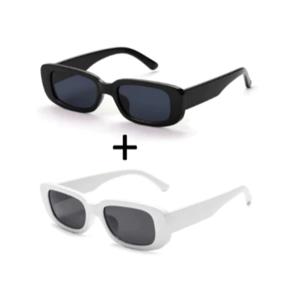 🕶️ KIT 2 Óculos de Sol Retrô Vintage Unissex – Estilo Hype para Festa, Praia e Dia a Dia