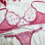 Conjunto Sexy sem Bojo com Tule Desenhado – Larissa