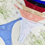 Tanga Fio Dental com Biju e Elástico Franzido